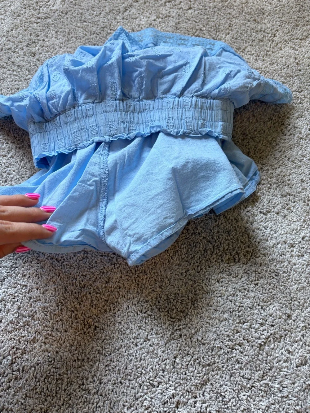 Altar'd State Light Blue Lace-Trim Tiered Shorts